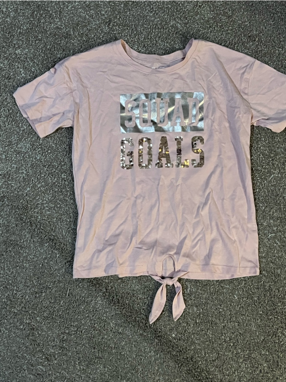 The Children's Place Light Pink 'SQUAD GOALS' Tie-Front Short Sleeve Tee - Picture 3 of 3